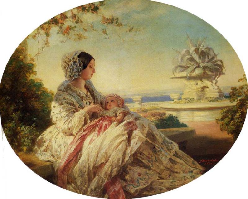 Franz Xaver Winterhalter Queen Victoria with Prince Arthur oil painting image